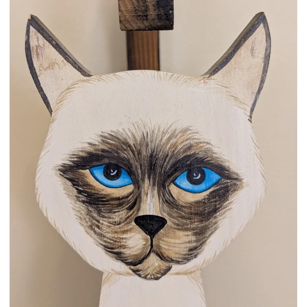 Vintage Siamese Cat Hand Painted Wood Cutout 17